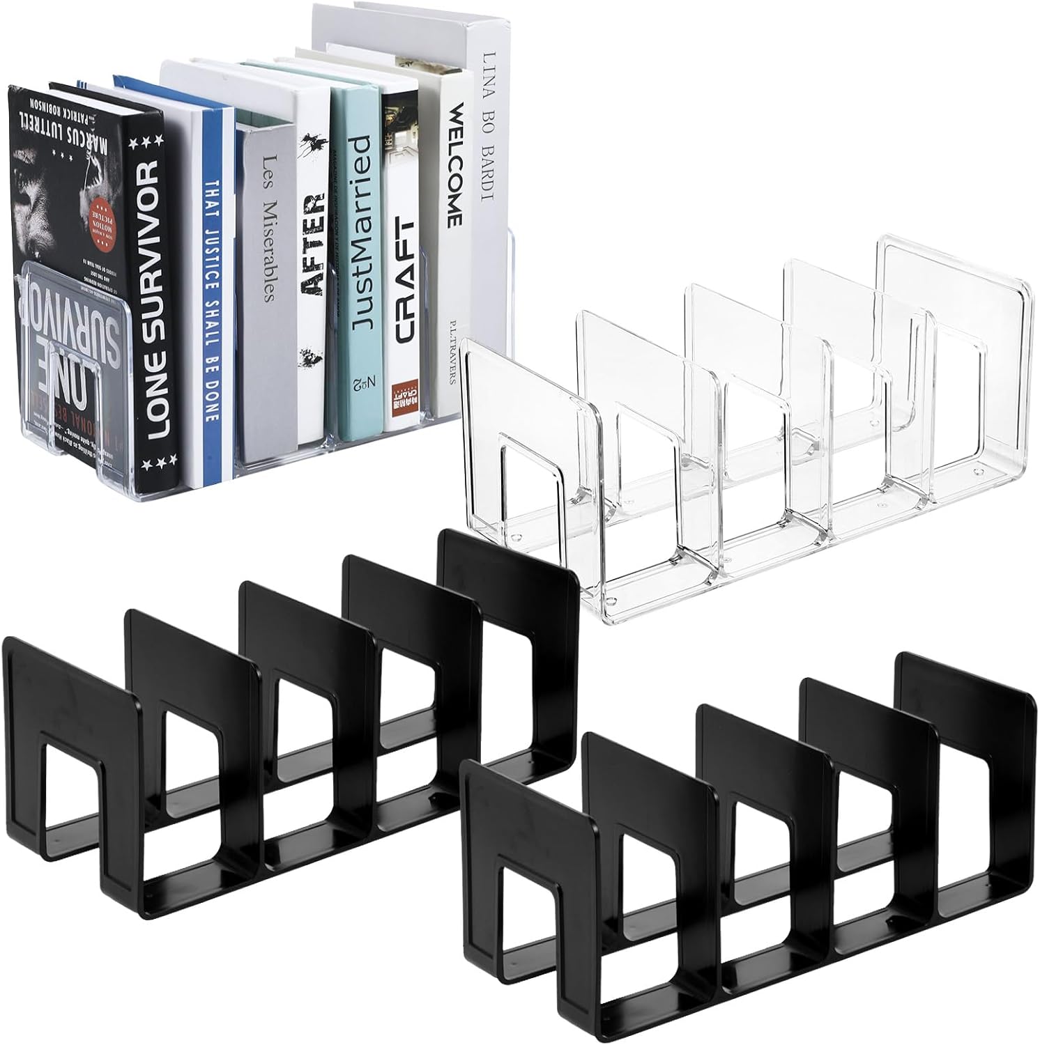 4pcs Acrylic File Organizer Acrylic File Holder Clear Files Sorter Purse Organizer Desk Files Organizers File Folder Organizers