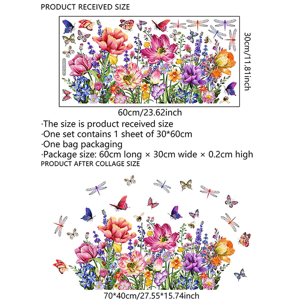 

Двусторонняя красочная наклейка на стену с изображением бабочек и цветов, электростатическая паста, паста для оконного стекла, видимая декоративная наклейка на стену 30*60cm