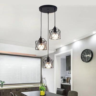 3-Light Black Pendant Lamp Nordic Moder Led Chandelier Indoor Decorative E27 Hanging Light Bedroon Dining Kitchen Restaurant