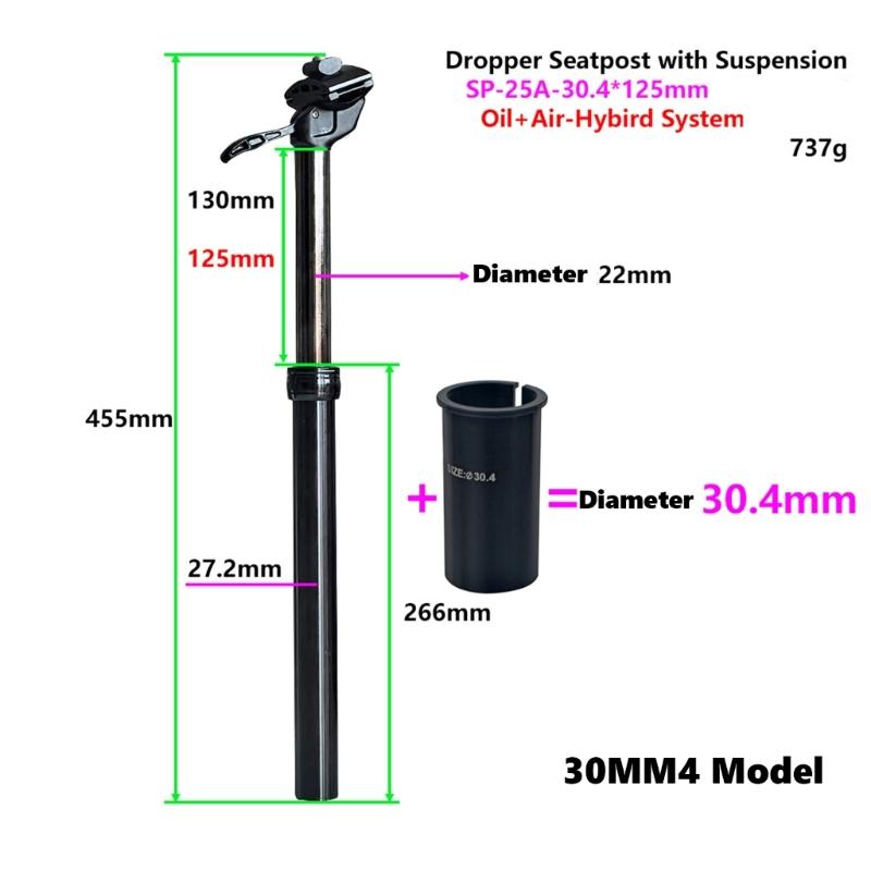 Bicycles Shock Absorption Seatpost Stainless Steels Bike Seatpost Hand Controlled Dropper Hydraulic Seatpost Enduring