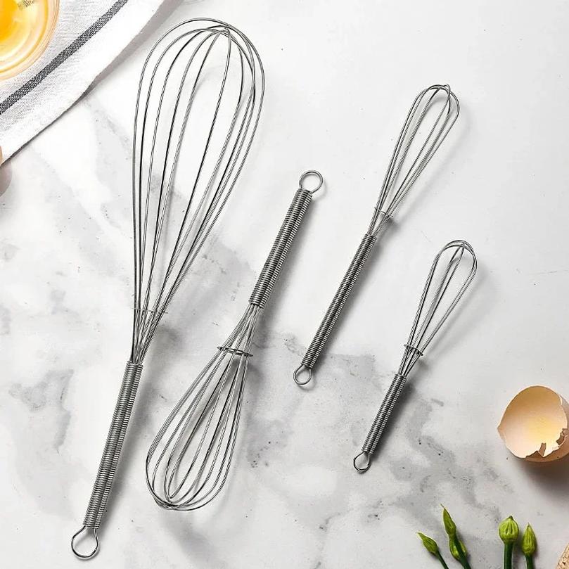 1Pcs Multifunctional Rotary Manual Egg Beater Mixer Mini Kitchen Egg Whisk Bake Tool Egg Agitator Stainless Steel Eco-Friendly