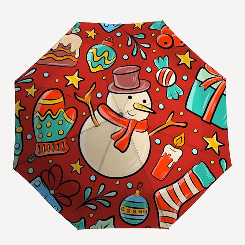 

1pc Christmas Winter Wonderland Automatic Open/Close Umbrella, Compact Travel Umbrella, 8-Rib Sturdy Frame - Ideal Gift for Friends yy251118054