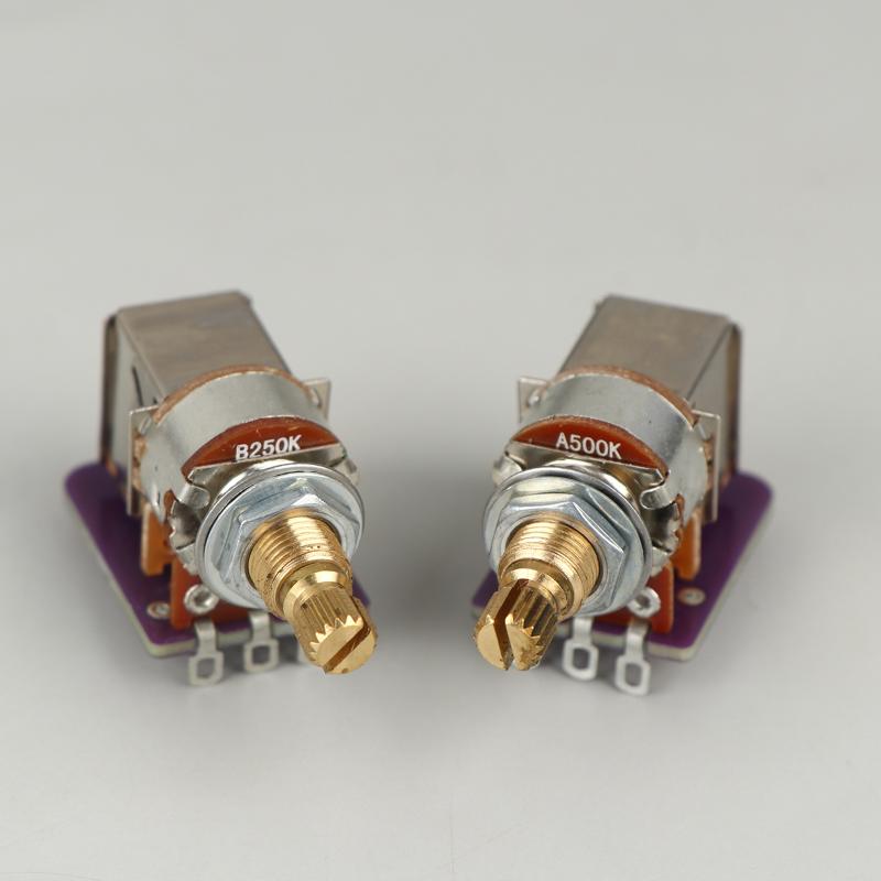 A250K/B250K/A500K/B500K Pcb Mod Dpdt Push-Pull Brass Pot Metric Split Shaft 9.5Mm Potentiometer For Guitar Bass