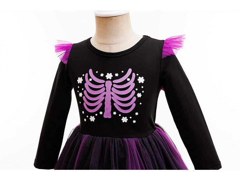 Halloween Girls Witch Princess Mesh Skirt Dress