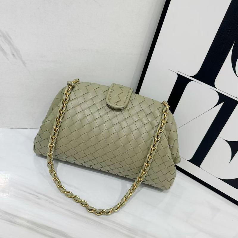 Vintage Classic Clip Chain Bag Cowhide Woven Bag Cloud Bag Underarm Shoulder Dinner Hand Shell Bag