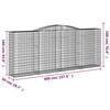 VidaXL Paniers à gabions arqués 2 pcs 400x50x160/180 cm fer galvanisé, gabion, cage de gabion, panier de mur de gabion, mur 3147035
