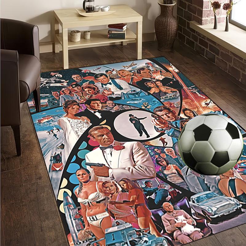 James Bond Movie Collage Rug Office Carpet Non-Slip Mat, Chair Rug Floor Covering for Gaming, Bedroom, Living Room , Home Decor Christmas Gift