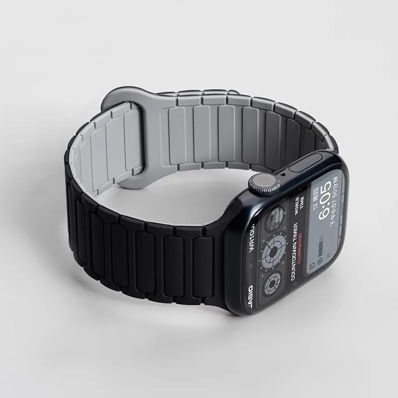 Silicone Strap for Apple Watch Ultra 2 49mm 42mm 45mm 41mm 44mm 40mm Magnetic Band for iWatch Series 10 46mm 9 8 7 6 SE 5 4 3