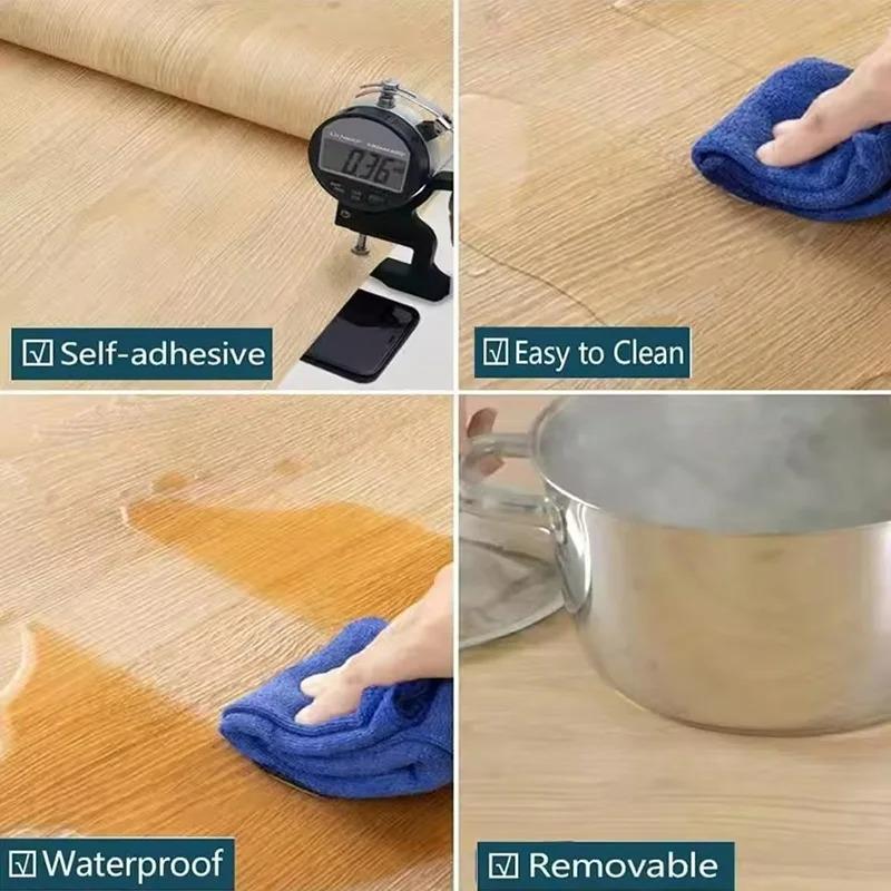 Waterproof Wall Stickers Wood Grain Cabinets Adhesive Wall Wallpaper Desktop Renovation 40cm Home Decoration Mold Resistant