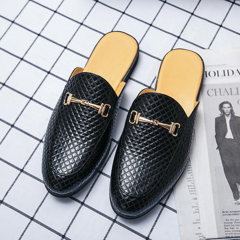 

Мода Новые Мужские Золотые Черные Полушлепанцы Обувь для Вождения Повседневные Мюли Мокасины из Лакированной Кожи Дышащие Лоферы Zapatos Hombre 38