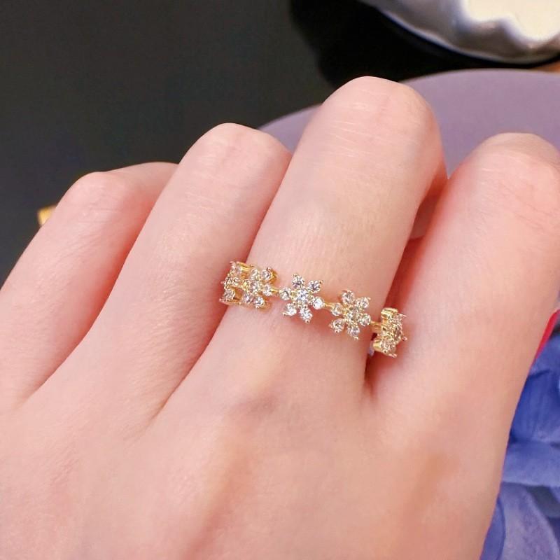 Stylish Geometric Open Ring With Dazzling Zircon Stone And Elegant Pearl For Women