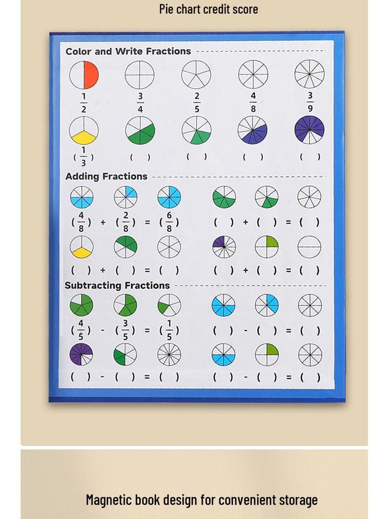 Tri-fold Magnetic Fraction Decomposition Disc - Educational Toy for Cross-Border Children's Learning