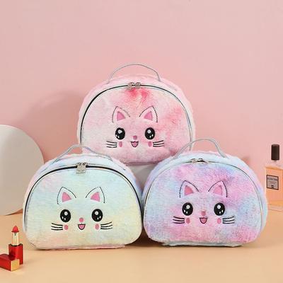 Cute Cat Cosmetic Bag Women Travel Wash Pouch Female Plushbeauty Case Makeup Bag Student Pencil Case Tote Style Toiletry Bags