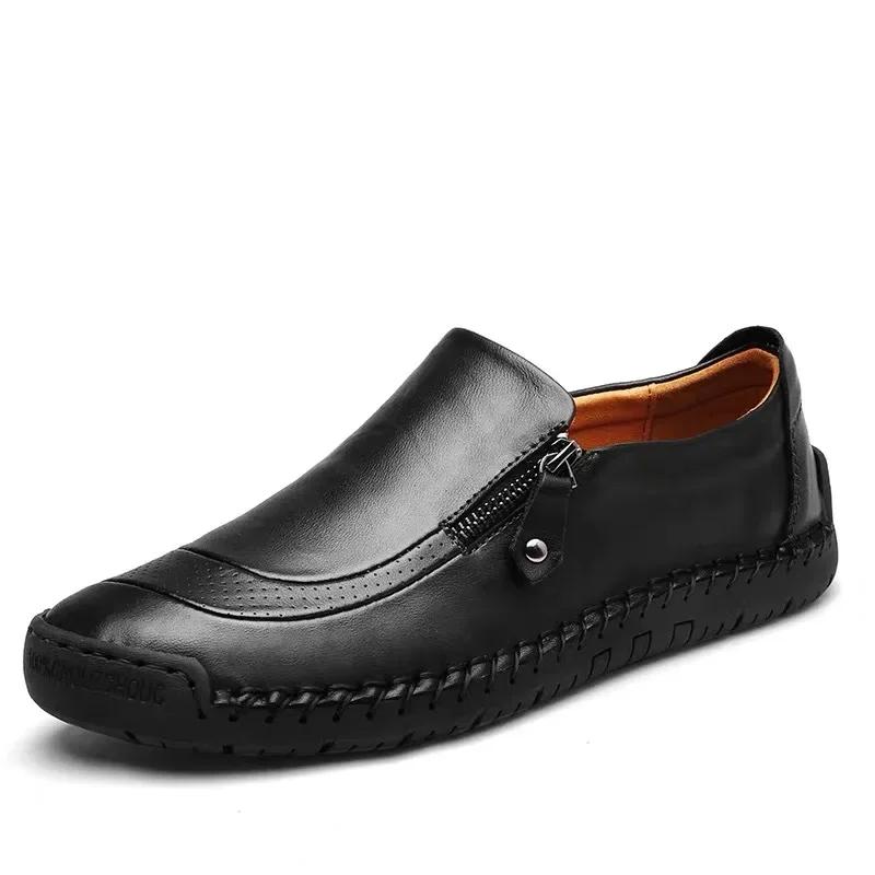 Håndlagde skinn herresko Uformelle Slip on Loafers Pustende skinnsko Men Flats Hot Sale Mokkasiner Tooling Shoes Plus Size