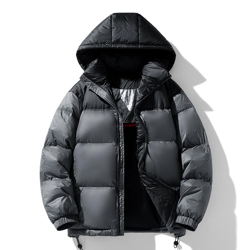 Men's down jacket winter new white duck down hooded jacket bread jacket trendy warm and versatile jacket for men