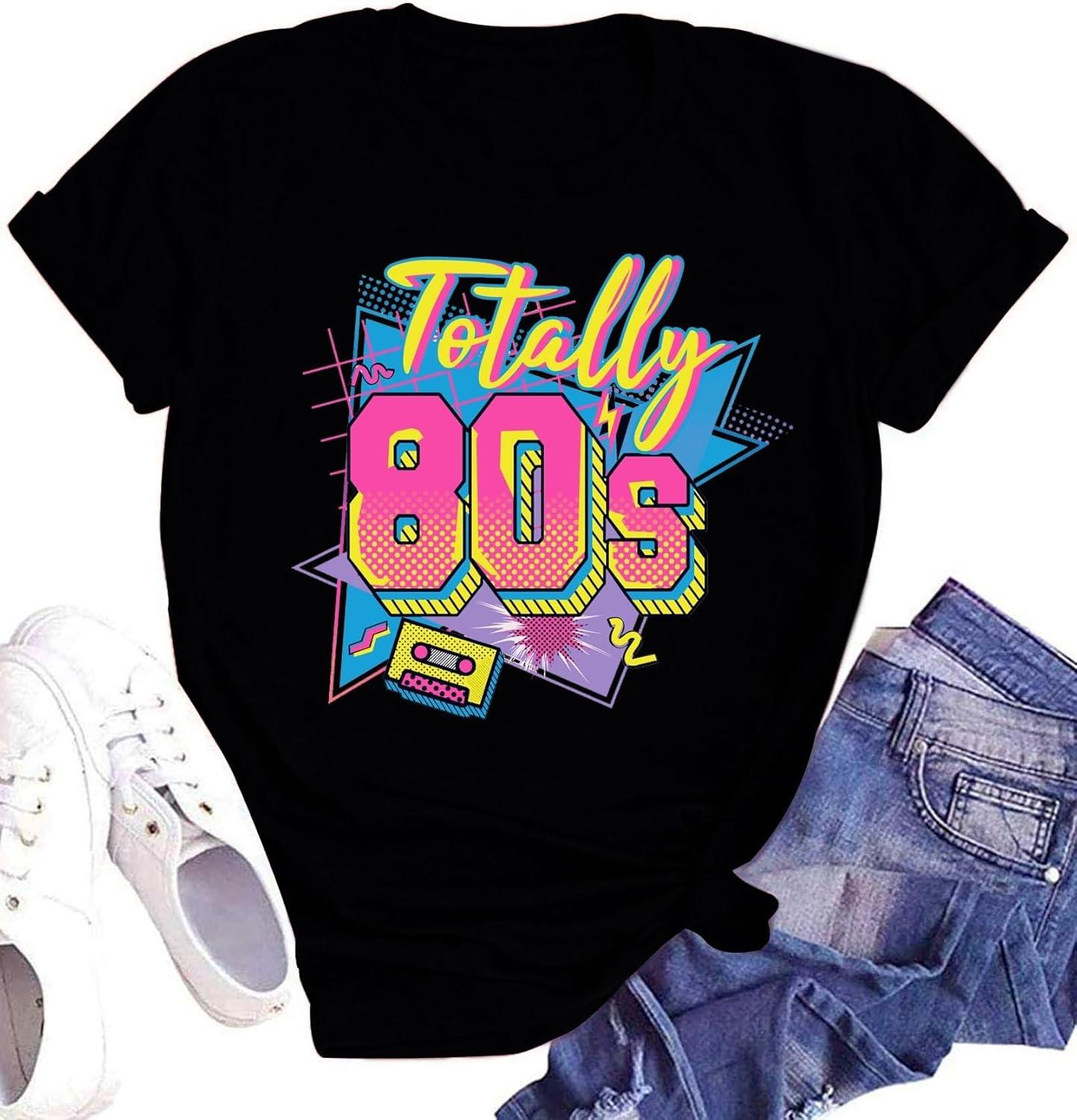 LINZEOO Womens 80s Shirts Take Me Back to The 80s T-Shirt Retro Party Music Tee Top S