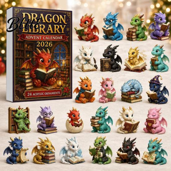 Acrylic Hanging Ornaments Dragon Advent Calendar 2026 24 Day Bookish Christmas Countdown with Unique Holiday Gift Ideas Mini Dragons Fantasy