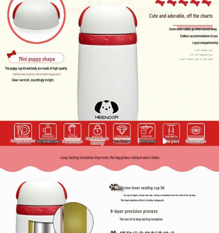 Xinuo 5732 Double-Layer Cartoon Insulated Stainless Steel Cup - Cute, Portable Student Tea Cup