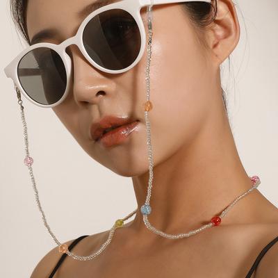 Accessories, Fashionable Color Mixed and Matched Round Bead Glasses Chain, New Transparent Rice Beads Handmade Wear