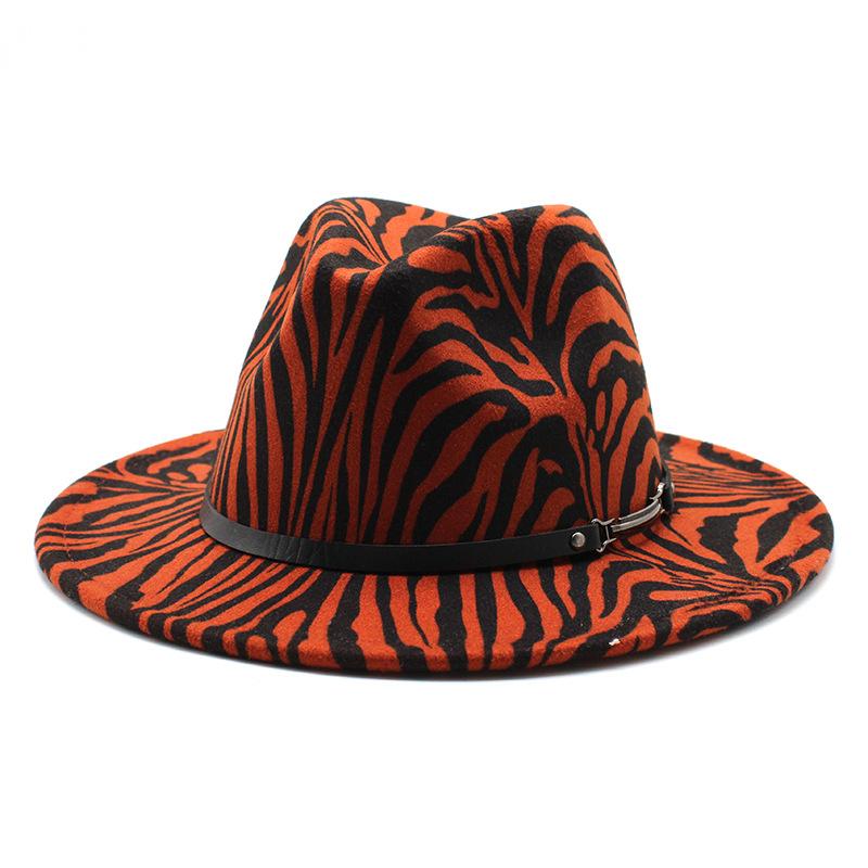 Men'S And Women'S Striped Woolen Top Hat, Jazz Hat, Felt Hat