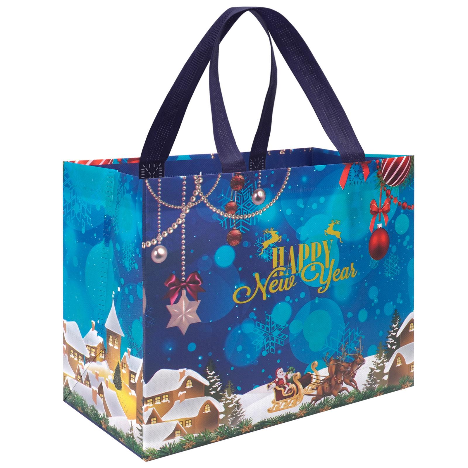 

Многоразовые нетканые рождественские подарочные пакеты с ручками | Праздничные сумки-шопперы для украшения новогодней и рождественской вечеринки, Упаковка для подарков