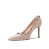 Fashion Pointed Toe Rivet Fashion Single Shoes 2025 New Light Mouth Sexy Patent Leather French Temperament Black Heels