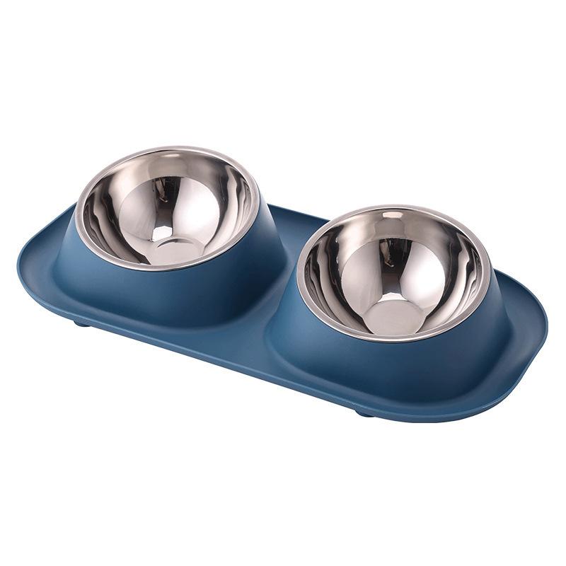 Set di 2 Ciotole per Animali Domestici Inclinabili a 15° in Acciaio Inossidabile Antivibrazione Alimentatore Acqua Cibo per Gatti e Cani Piccoli Blu Verde Arancione Giallo