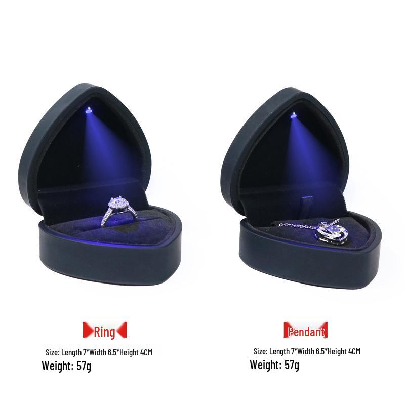 Heart-Shaped LED Light Jewelry Box for Rings & Necklaces