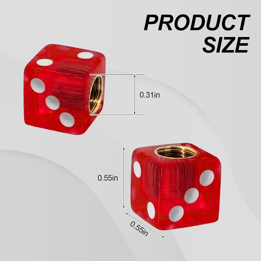 Wanheart 4PCS Dice Style Car Wheel Tire Valve Caps,Universal Aluminium Alloy Dustproof Tire Valve Stem Covers for Cars, SUV, Trucks, Bikes,