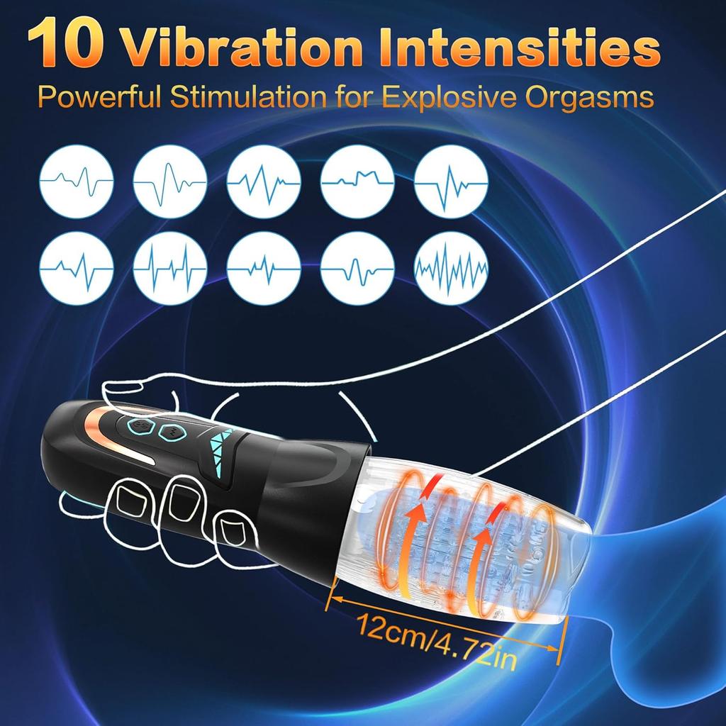Automatic Male Masturbator Sex Toys with 10 Vibrations 8 Insertion and Rotation Modes Penis Pump Male Stimulator Penis Vibrator Adult Toys for Men