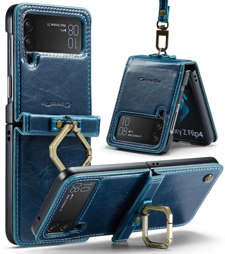 Leather Protection Phone Case For Samsung Galaxy Z Flip4 Flip 4 5g Zflip4 Non -Slip Phone Strop Ring Cover For Samsung Flip4