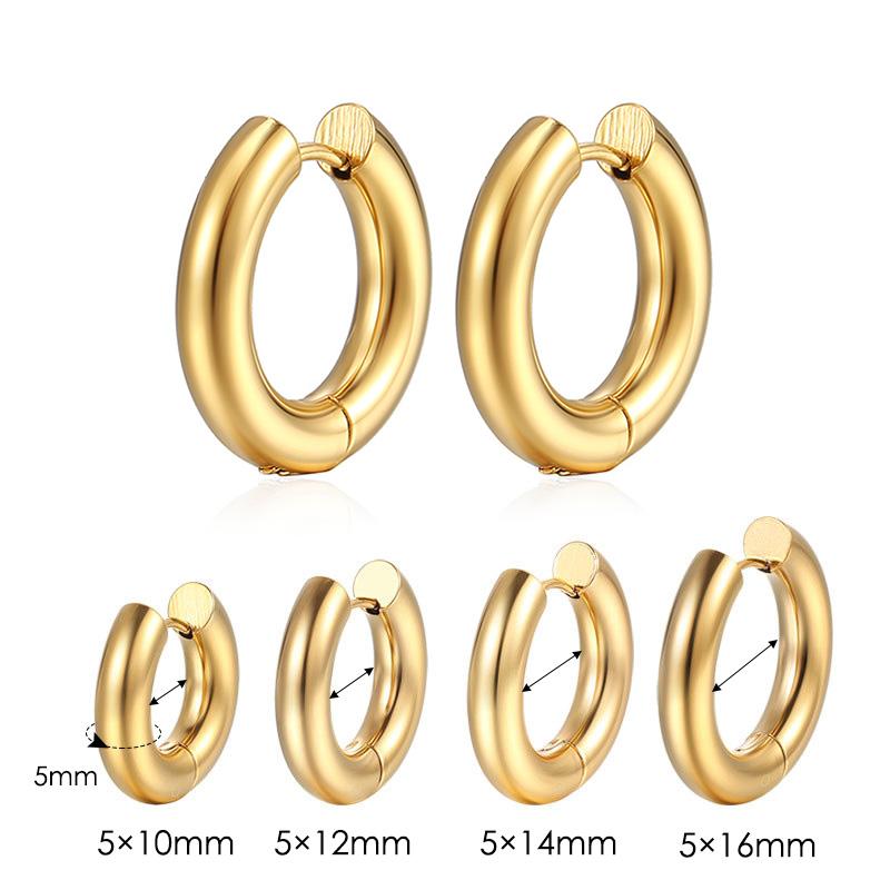Orecchino a Cerchio in Acciaio Inossidabile per Uomo Donna Semplice Hip Hop Rock Colore Oro Piercing Punk Chic Gioielli Coreani Orecchini Chunky