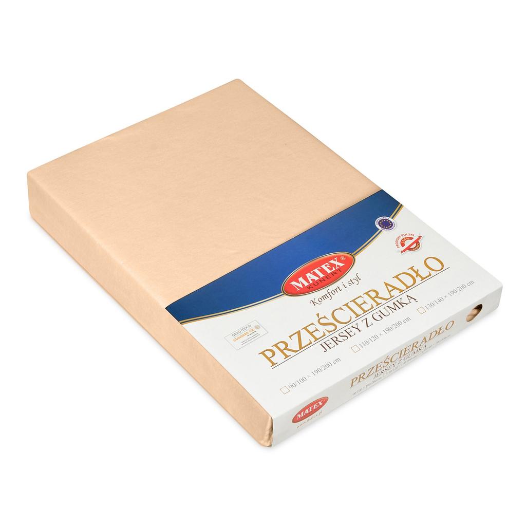 Premium jersey fitted sheet 190x210, 200x220x20 dark beige_16 matex