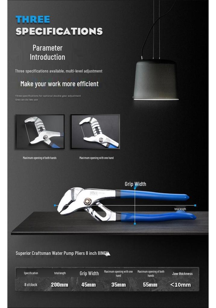 Shangjiang Adjustable Water Pipe Wrench - Strong, Labor-Saving Pliers
