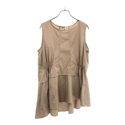 ELENDEEK No Sleeve Side Gathered Cut F Beige Women Used