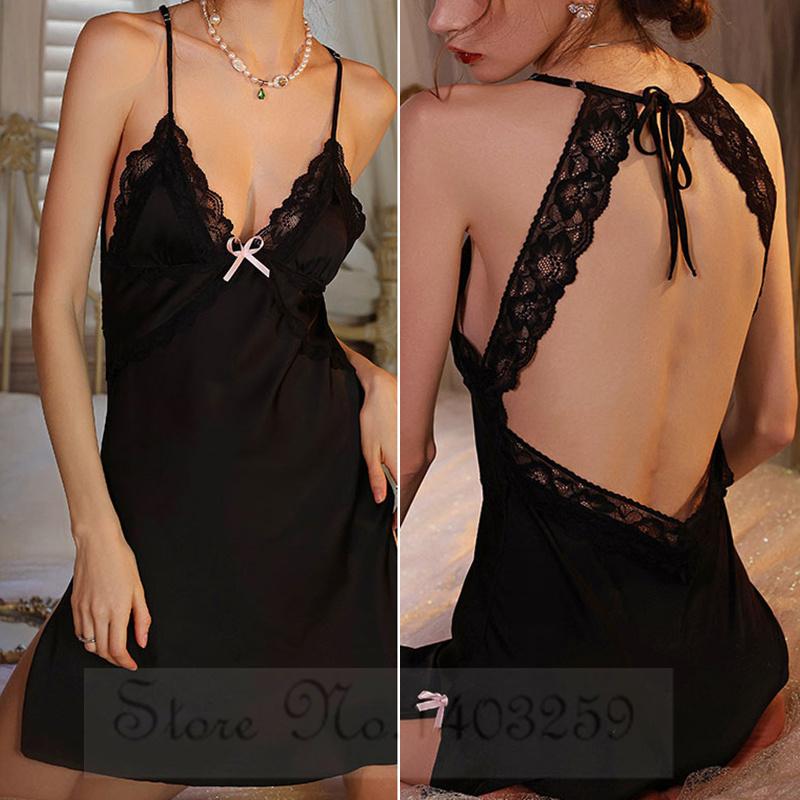 

Женский ночной халат комплект пижамы сексуальное кружевное нижнее белье с открытой спиной ночная рубашка летняя домашняя одежда свободный атласный халат платье домашнее платье XL