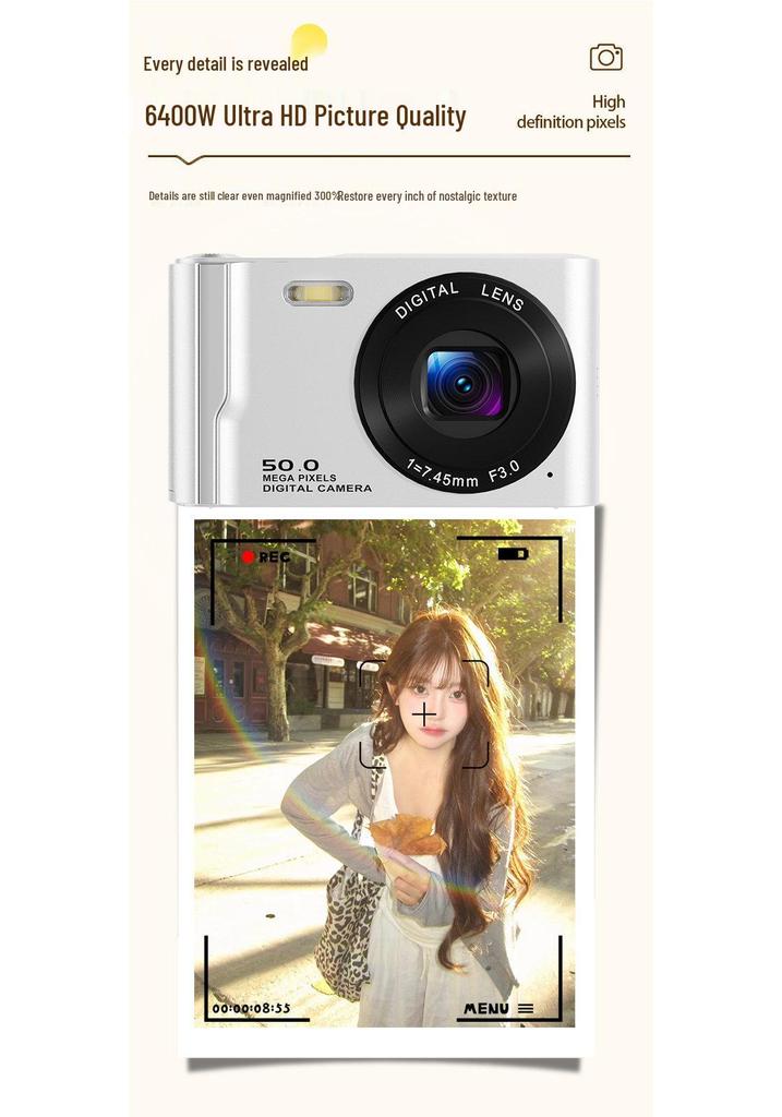 Student-Friendly 4K HD CCD Portable Digital Camera for Photos & Videos - Ideal for Campus & Travel