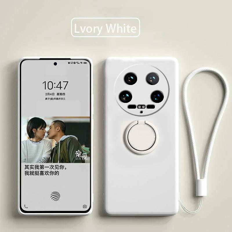 Case Fro Xiaomi 14 Ultra Liquid Silicone Ring Holder Soft Phone Cover for Xiaomi 14 Ultra Shockproof Back Fundas Xiaomi 14Ultra