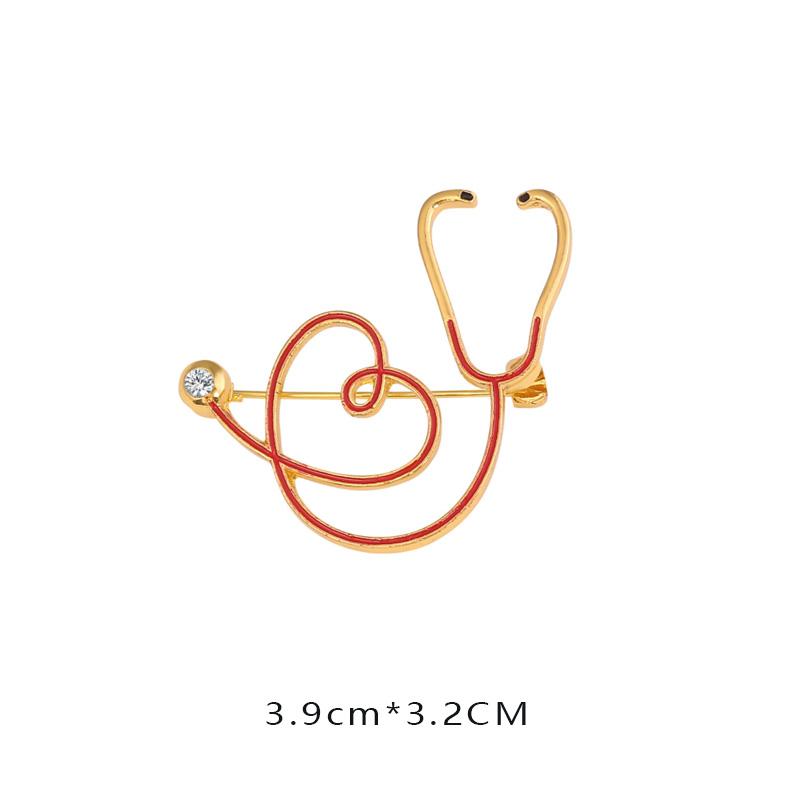 New Creative Medical Medicine Equipment Brooch Pin Stethoscope Electrocardiogram Heart Shaped Pin Brooches Lapel Jewelry