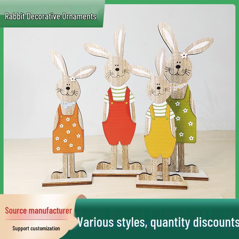 Easter Bunny Painted Wooden Desk Ornament