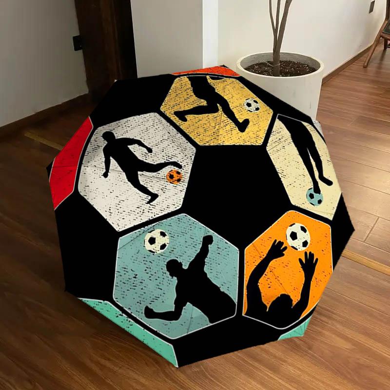 

Soccer Ball Silhouette Art Print - Automatic Opening Folding Umbrella with 8-Bone Iron Frame, Portable Design for Outdoor, Ideal Gift for Fa