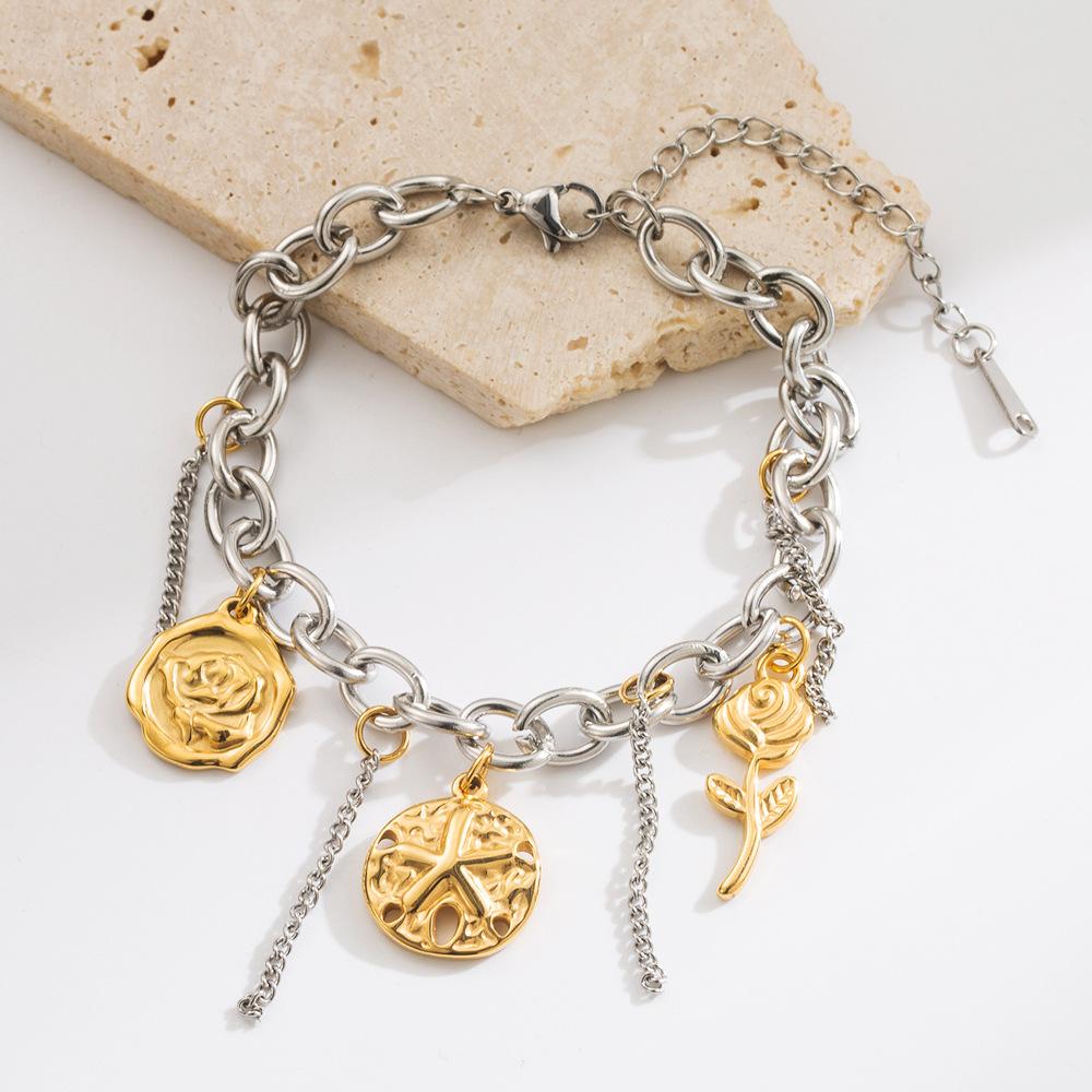 JYL TS Bracelet Bohemian CCB  Gold Beads Exudes Elegance Silver французские лилового