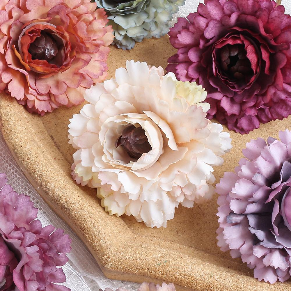 10Pcs Artificial Flowers 7CM Silk Fake Flowers Head For Home Room Decor Wedding Marriage Decoration DIY Craft Garland Accessory