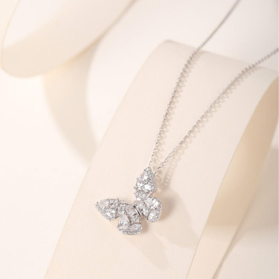 Elegant S925 Sterling Silver Butterfly Pendant Necklace with Zircon for Women - High-End, Versatile, and Luxurious Accessory 925 Sterling Silver