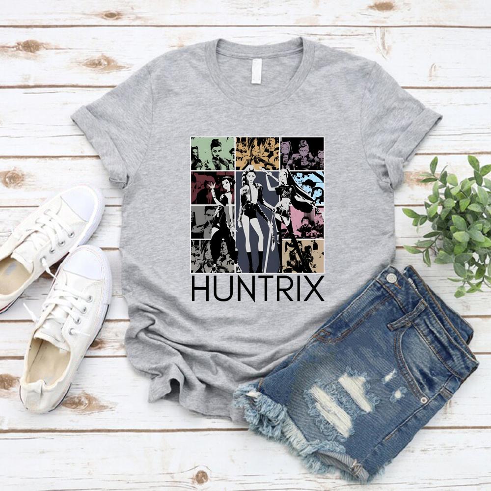 Kpop Demon Hunters T-Shirt Huntrix Girl Band T Shirt Women Short Sleeve Graphic T Shirts Kpop Streetwear Tops Huntrix Fan Gift