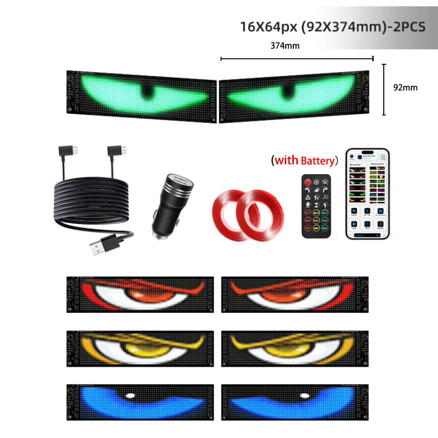 LED Devil Eye Light for Car Truck Windshield Animated LED Matrix Panel Sign Flexible Programmable Digital Display Light APP