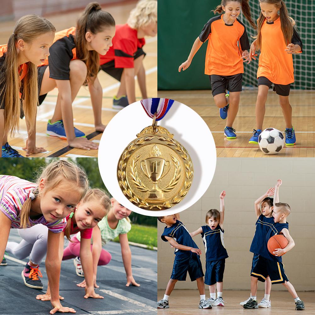 10pcs Award Medals Gold Silver Bronze Medal 2inches Metal Winner Trophy Awards with Neck Ribbons for Sports Competitions Party