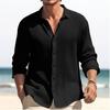 Men Fall Spring Shirt Lapel Single-breasted Solid Color Loose Long Sleeve Casual Soft Breathable Mid Length Men Daily Top