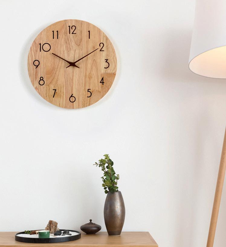 Japanese Style Solid Wood Log Mute Wall Clock Creative Round Quartz Clock Wall Hanging Clock Watch Home Decoration