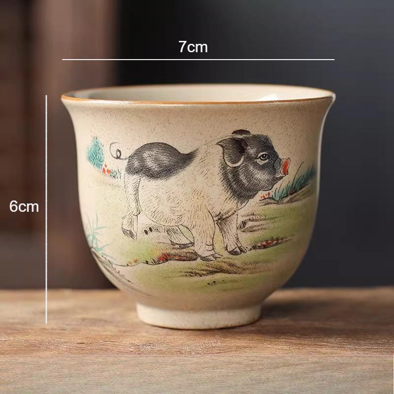 

1pcs 12 Zodiac Teacups Ceramic Household Tea Cup Master s Tea Cup Chinese Tea Cup Kung Fu Teaset Accessories Underglaze Color 130ml
